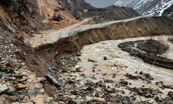 Hakkari'de yaşanan sağanak yağışlar nedeniyle yol çöktü!