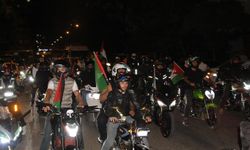 Diyarbakır'da motosiklet sürücülerinden Sumud Filosu'na destek