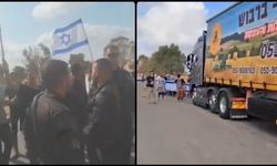 Siyonistler Gazze'ye giden yardım tırlarını engelledi