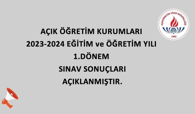 Açık Lise (AÖL) sınav sonuçları resmi olarak ilan edildi. 2023-2024 MEB AÖL 1. dönem sınav sonuçları, sorgulama işlemi için erişime açıldı.