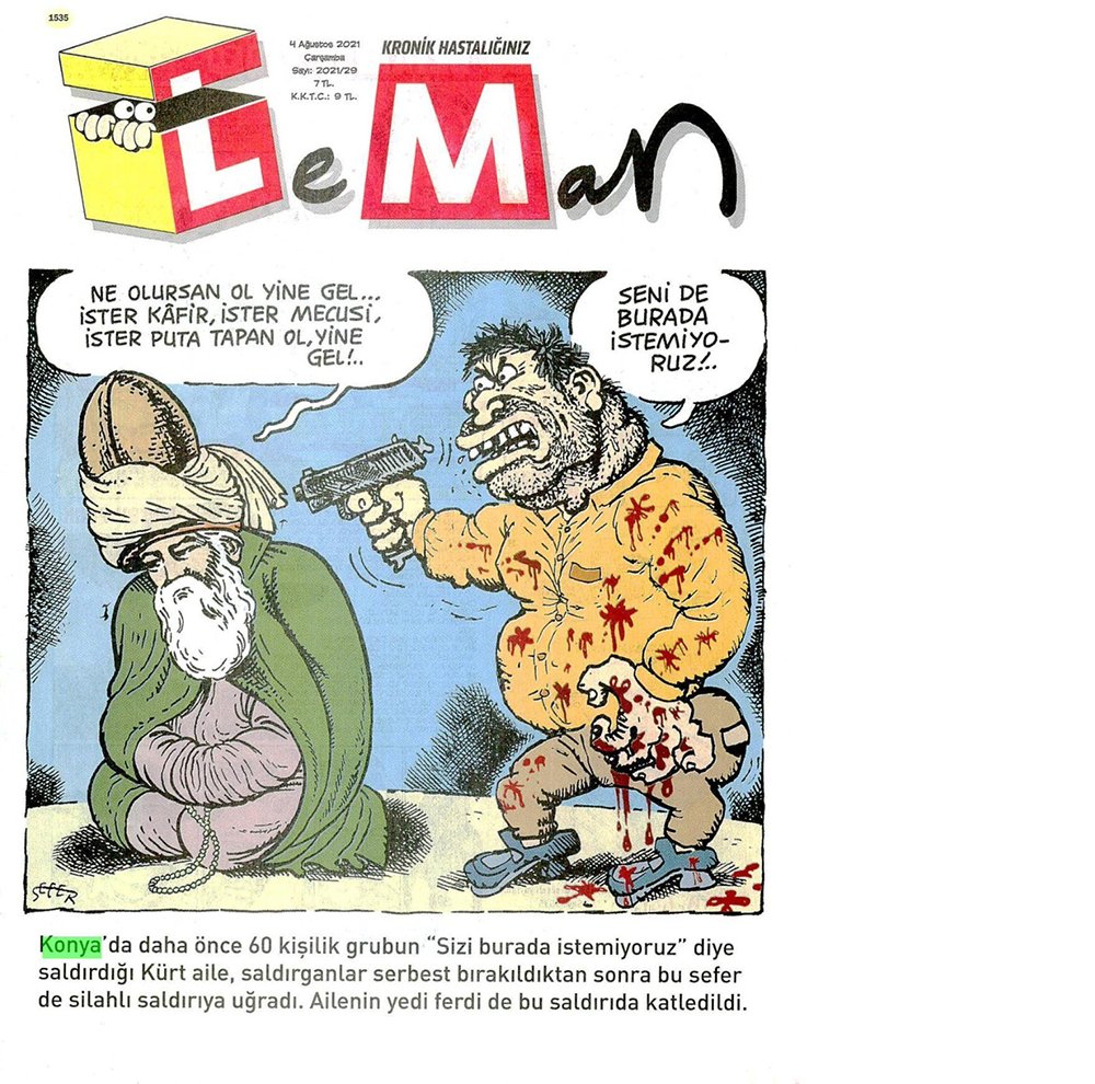 Leman’dan alçak saldırı: Peygamberimize hakaret çizimi!