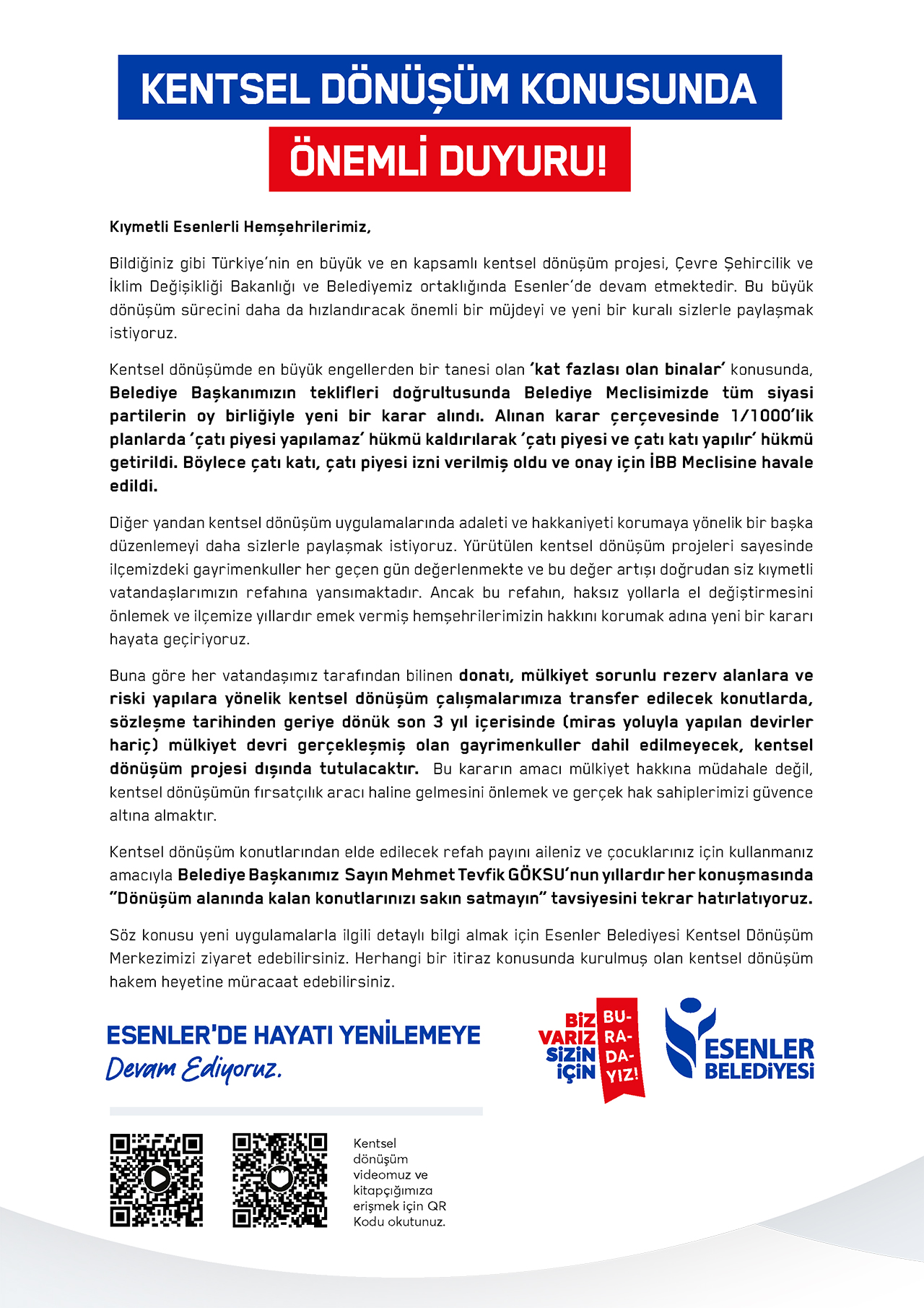Esenler'de Kentsel Dönüşümde Yeni Dönem Çatı Katı İzni Ve Mülkiyet Düzenlemesi Meclisten Geçti