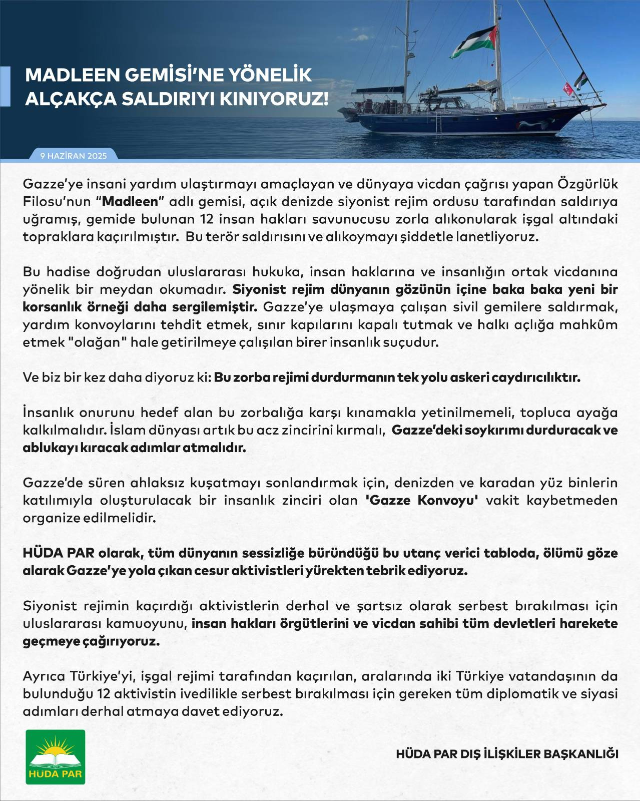 M A D L E E N G E M İ S İ N E Y Ö N E L İ K A L Ç A K Ç A S A L D I R I Y I